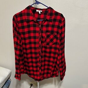 Maurices Red and Black Checkered Shirt